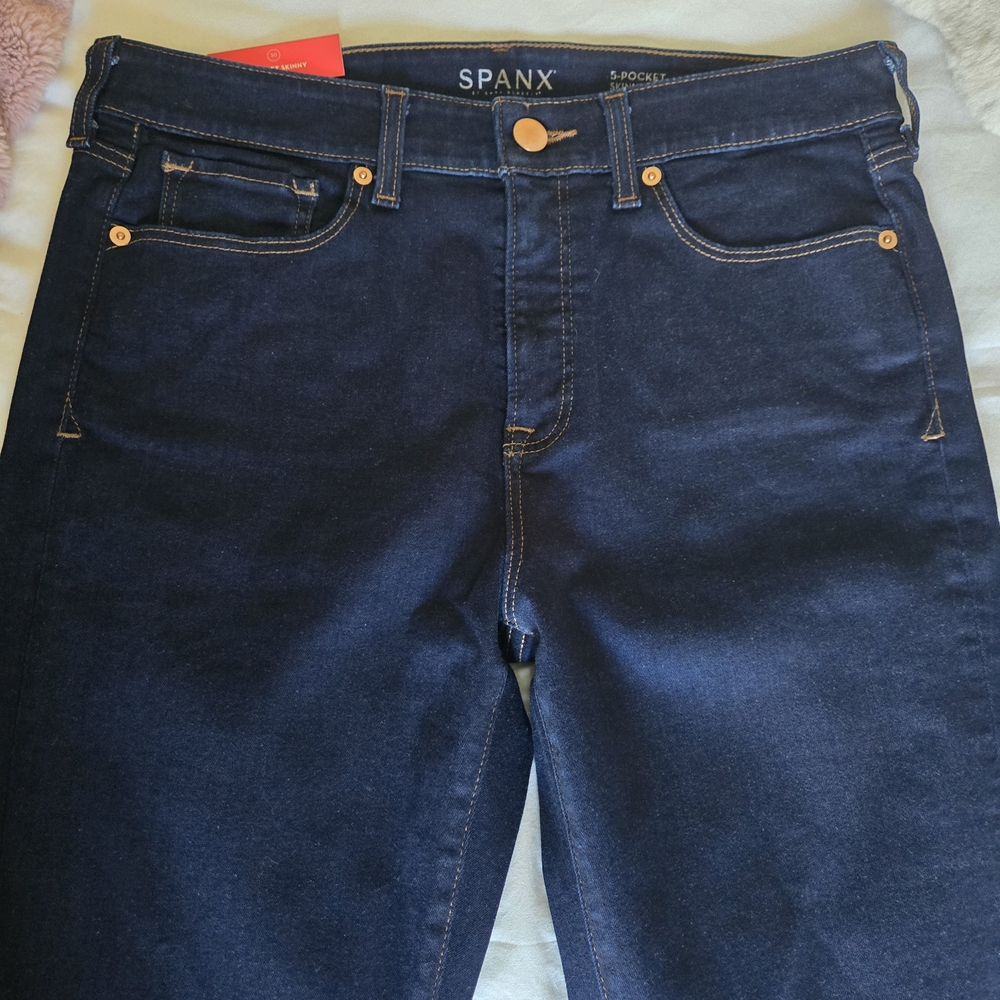 SPANX Women's High Rise Dark Blue Skinny Jeans NWT 30